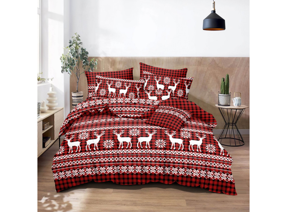 Ložní povlečení z mikrovlákna SCANDI CHRISTMAS - 160x200 cm - červené