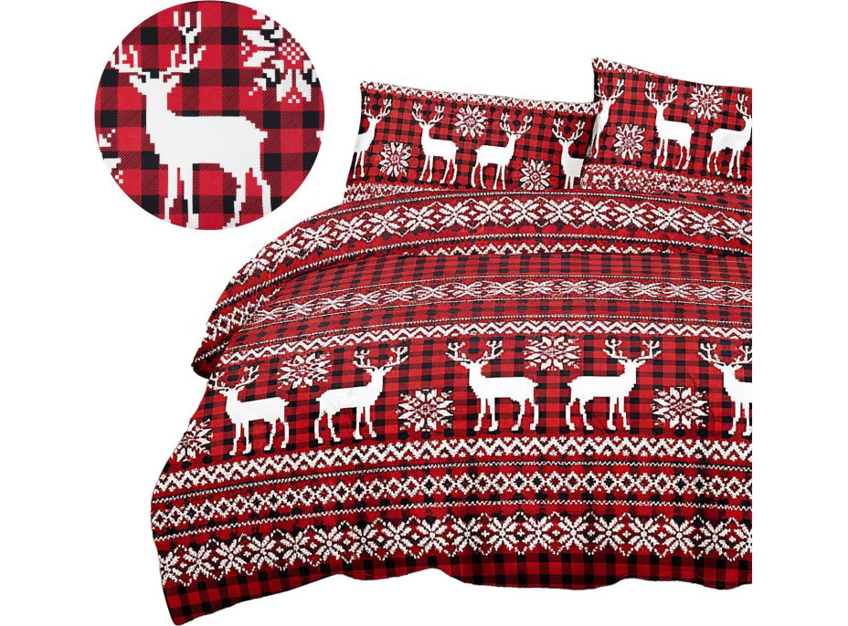 Ložní povlečení z mikrovlákna SCANDI CHRISTMAS - 160x200 cm - červené