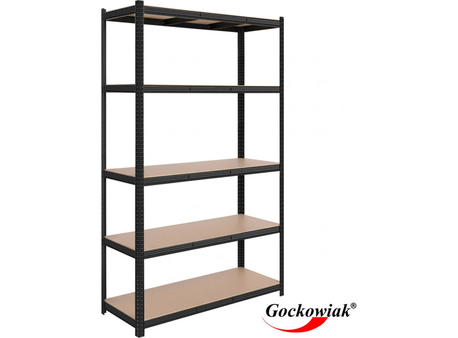 Policový regál - 5 polic - 205x120x45 cm - černý