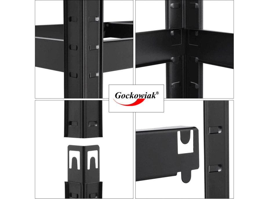 Policový regál - 5 polic - 205x120x45 cm - černý