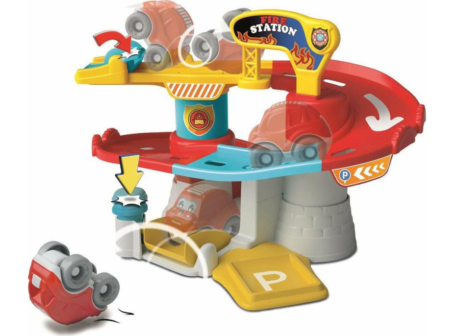 CLEMENTONI BABY Autogaráž Tumbling Cars: Hasičská stanice