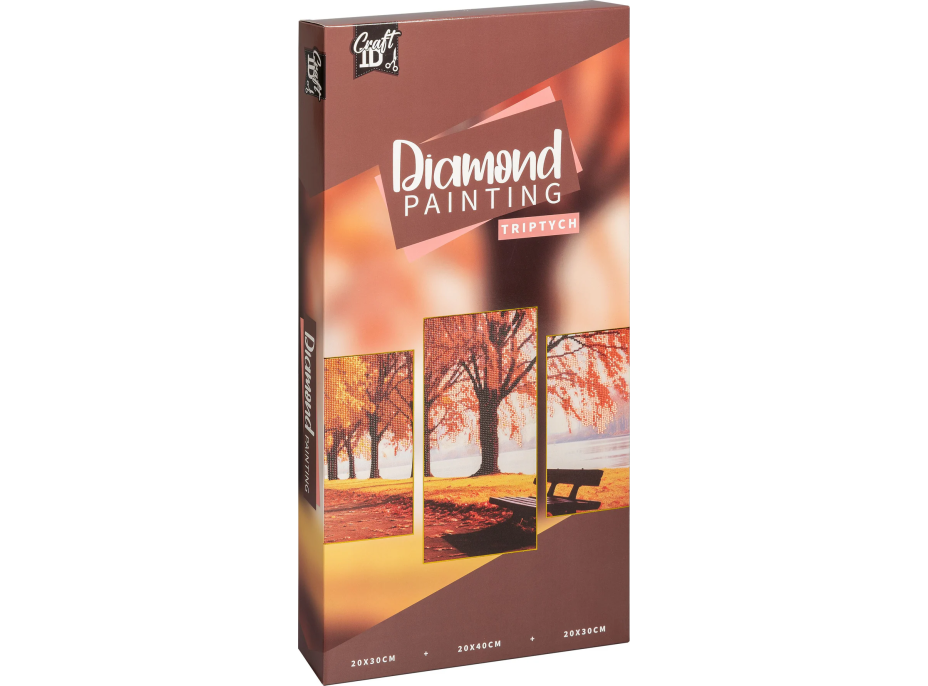 CRAFT ID Diamantové malování na rámu Krajina triptych 40x20 cm + 30x20 cm