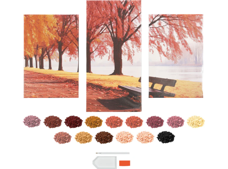 CRAFT ID Diamantové malování na rámu Krajina triptych 40x20 cm + 30x20 cm