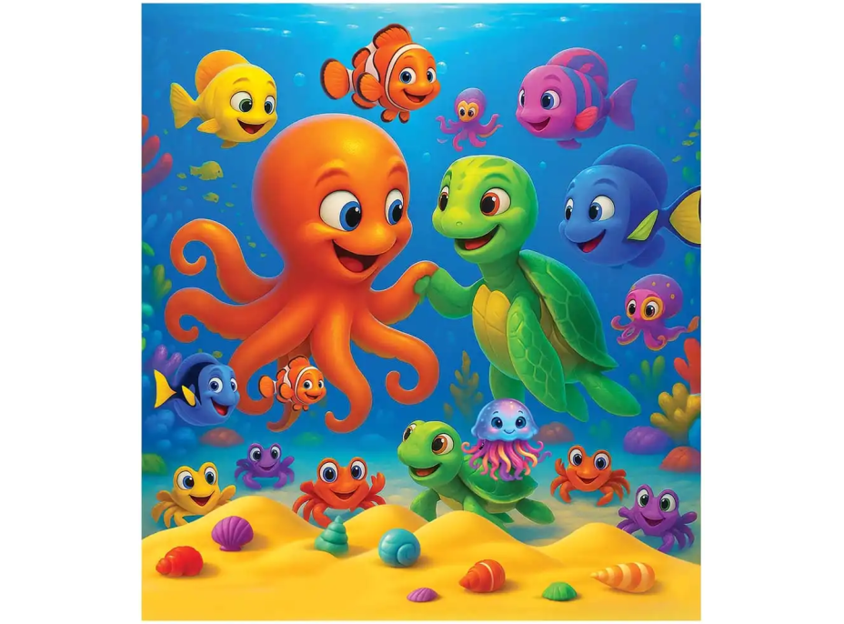 WOODEN CITY Dřevěné puzzle Chobotnice a želva 20 dílků