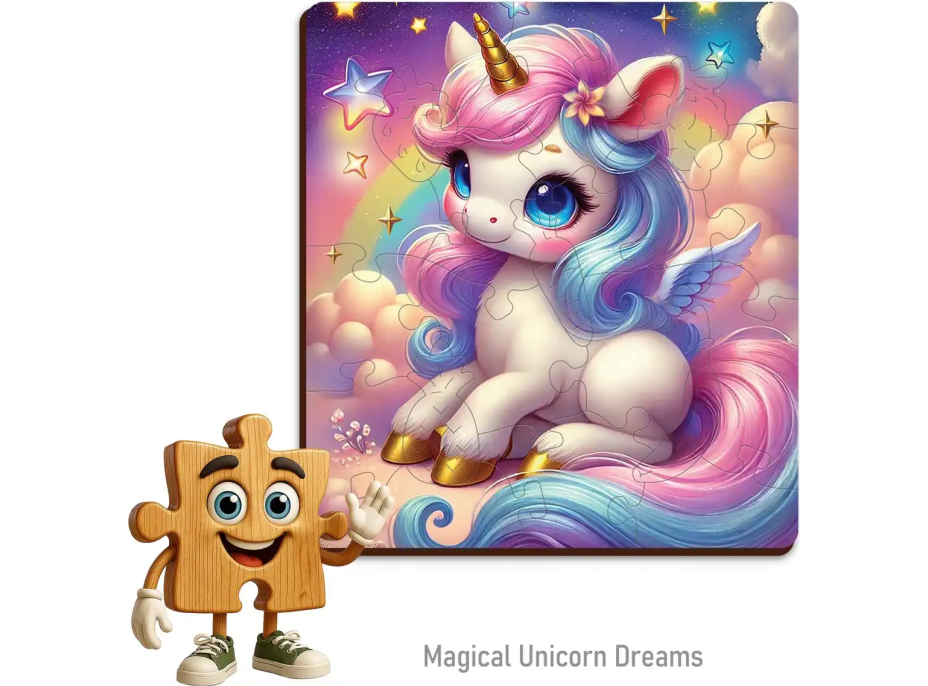 WOODEN CITY Dřevěné puzzle Kouzelné sny o jednorožcích 20 dílků