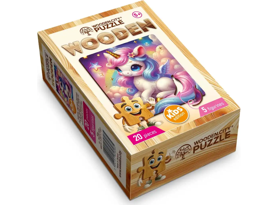 WOODEN CITY Dřevěné puzzle Kouzelné sny o jednorožcích 20 dílků