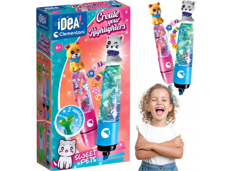 CLEMENTONI IDEA Kreativní sada pro výrobu zvýrazňovačů Sweet Pets