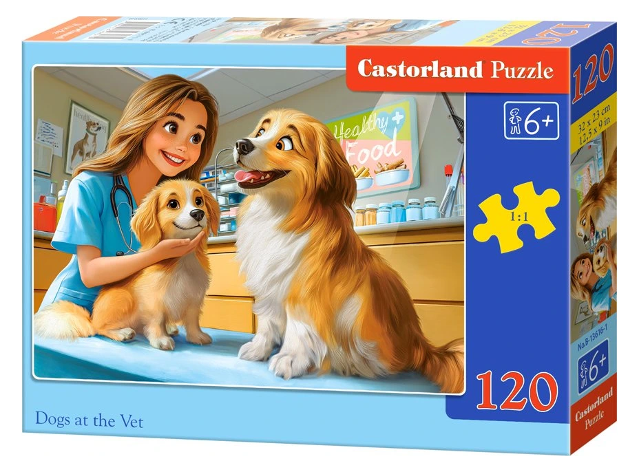 CASTORLAND Puzzle Pejsci u veterináře 120 dílků