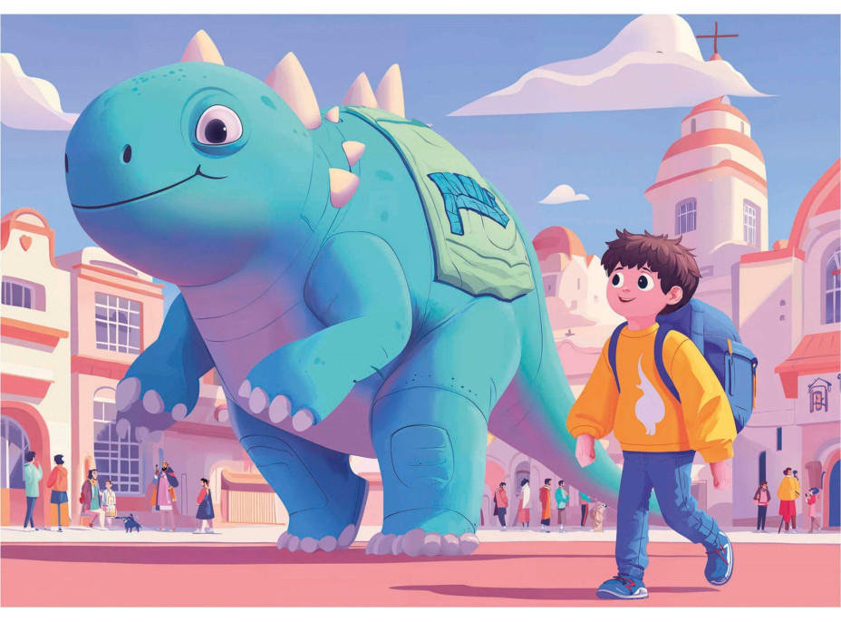 EDUCA Puzzle Přátelští dinosauři 4v1 (20,40,60,80 dílků)