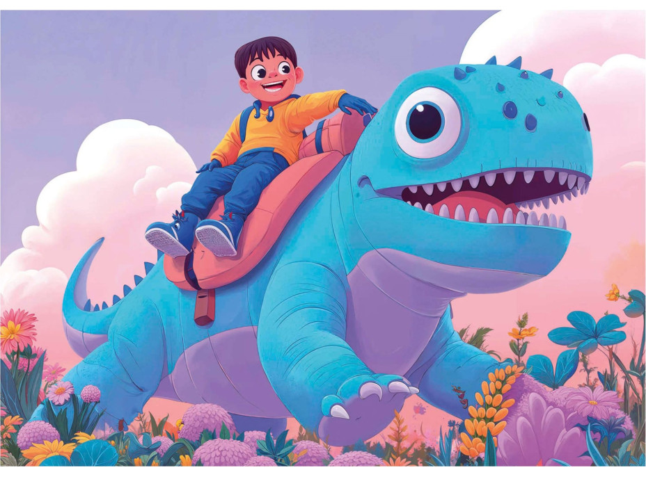 EDUCA Puzzle Přátelští dinosauři 4v1 (20,40,60,80 dílků)