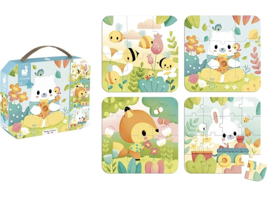 JANOD Puzzle v kufříku Zvířátka 4v1 (6,9,12,16 dílků)