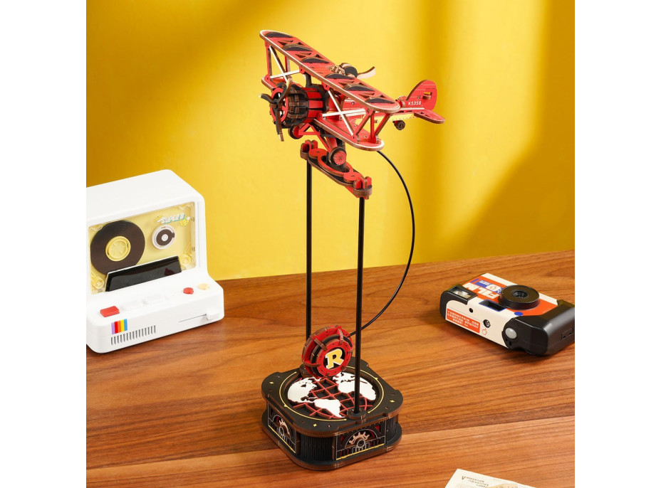 ROBOTIME Rokr 3D dřevěné puzzle Dvouplošník s kyvadlem 163 dílků