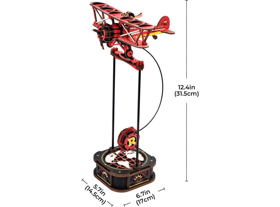 ROBOTIME Rokr 3D dřevěné puzzle Dvouplošník s kyvadlem 163 dílků