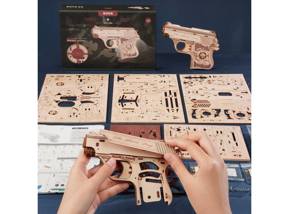 ROBOTIME Rokr 3D dřevěné puzzle Mini pistole 113 dílků