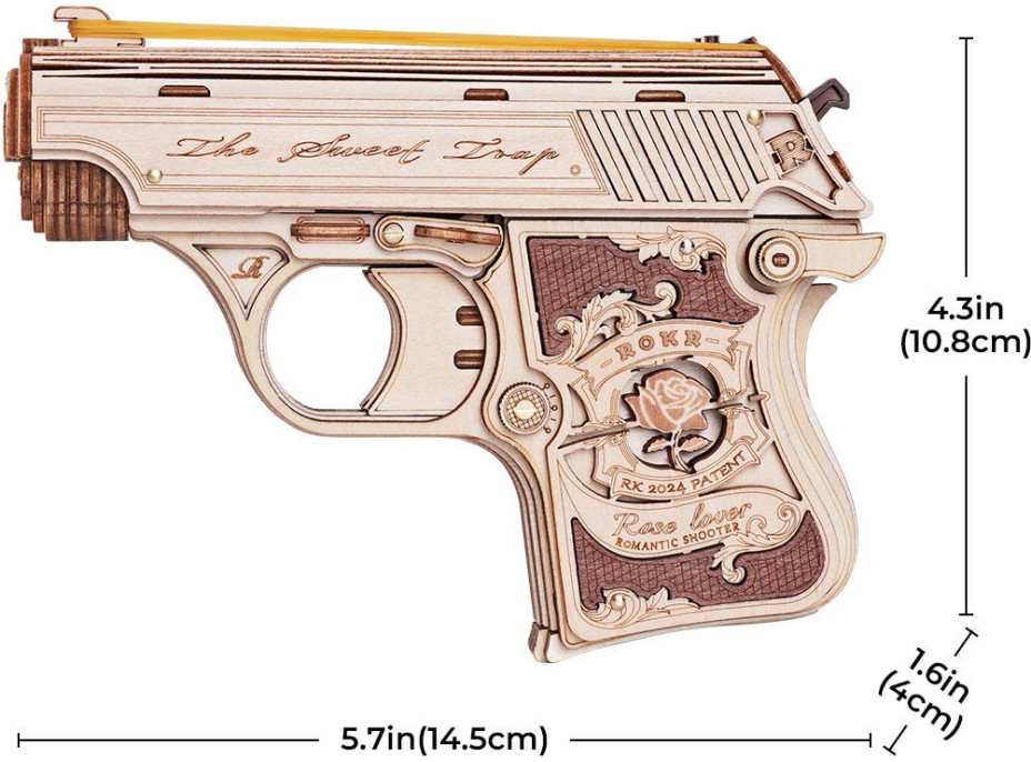 ROBOTIME Rokr 3D dřevěné puzzle Mini pistole 113 dílků