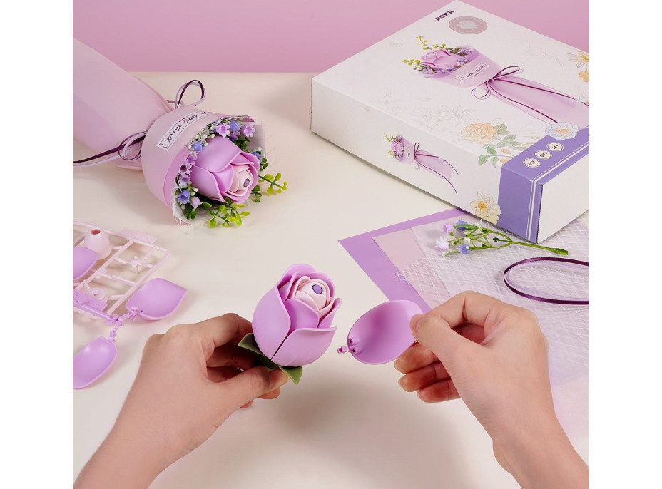 ROBOTIME Rokr Floral Art: 3D puzzle Fialová růže 54 dílků