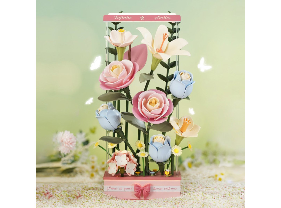 ROBOTIME Rokr Floral Art: 3D puzzle Květinový box s LED osvětlením 263 dílků