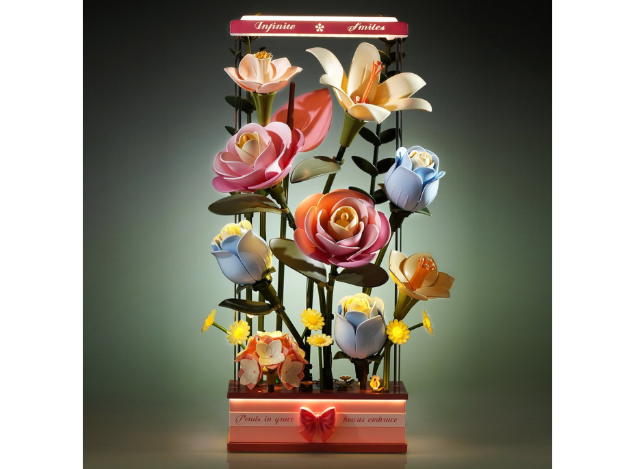 ROBOTIME Rokr Floral Art: 3D puzzle Květinový box s LED osvětlením 263 dílků