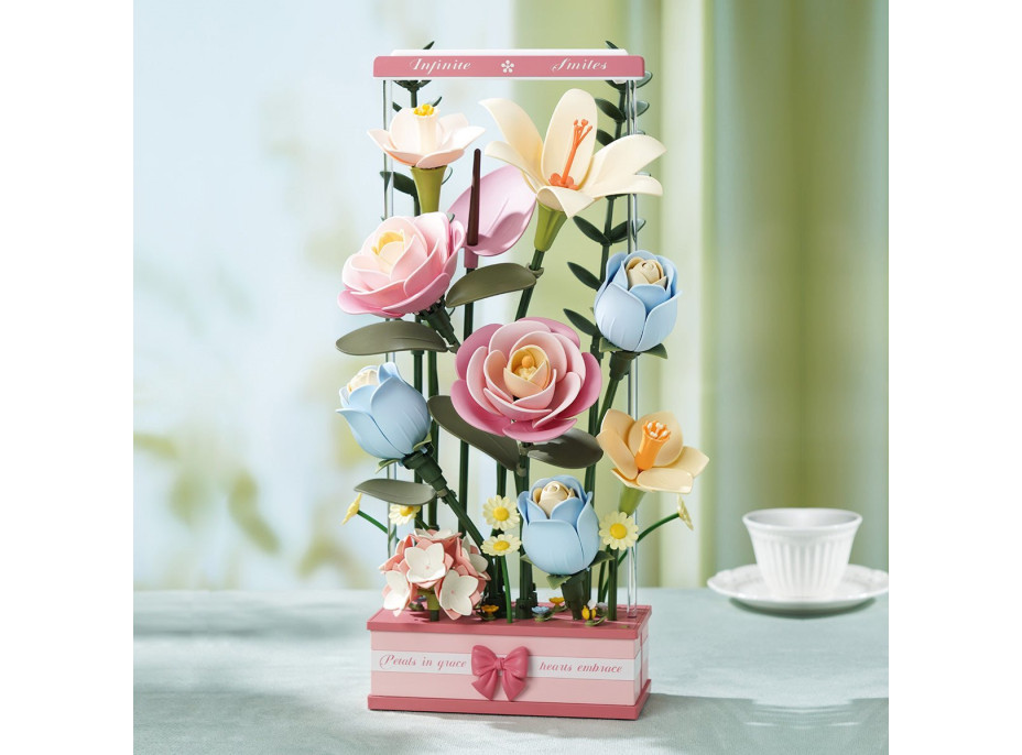 ROBOTIME Rokr Floral Art: 3D puzzle Květinový box s LED osvětlením 263 dílků