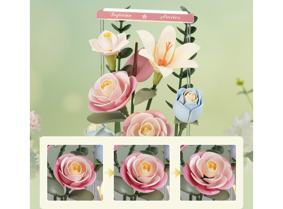 ROBOTIME Rokr Floral Art: 3D puzzle Květinový box s LED osvětlením 263 dílků