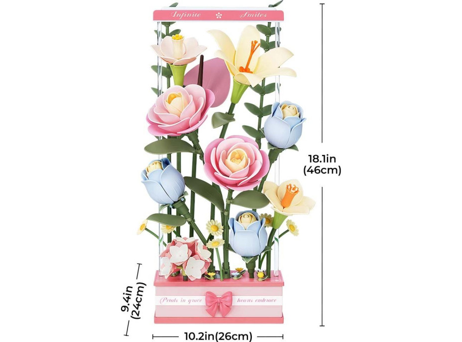 ROBOTIME Rokr Floral Art: 3D puzzle Květinový box s LED osvětlením 263 dílků