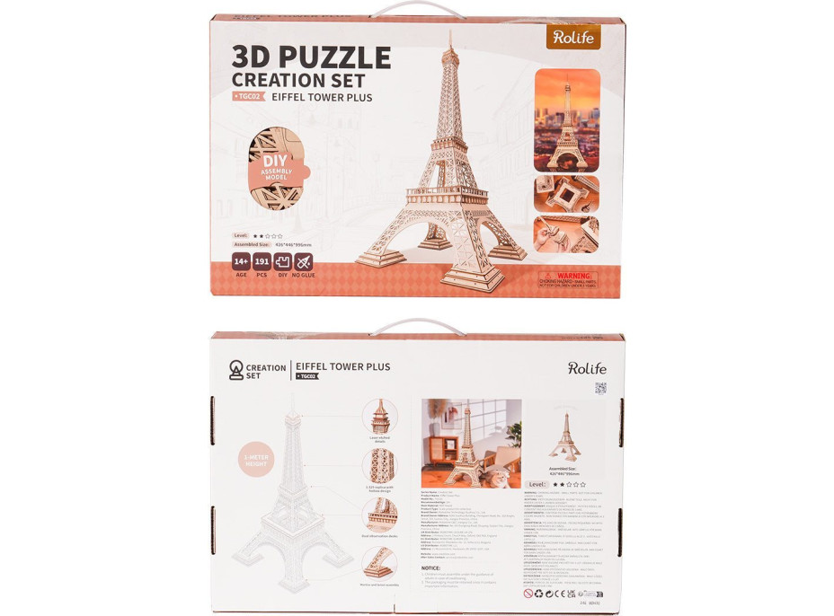 ROBOTIME Rolife 3D dřevěné puzzle Eiffelova věž 191 dílků