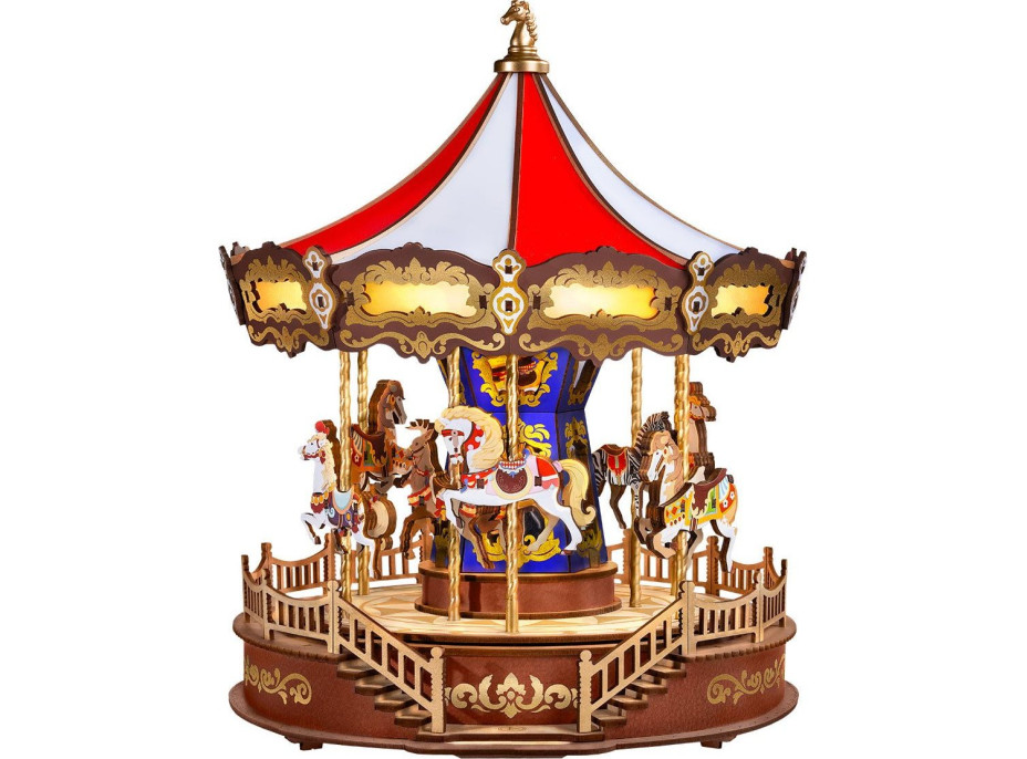 ROBOTIME Rolife DIY 3D dřevěné puzzle Kolotoč s LED osvětlením 265 dílků