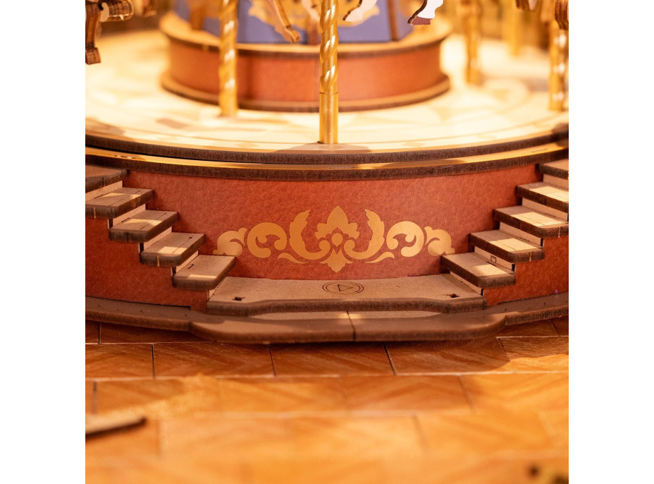 ROBOTIME Rolife DIY 3D dřevěné puzzle Kolotoč s LED osvětlením 265 dílků