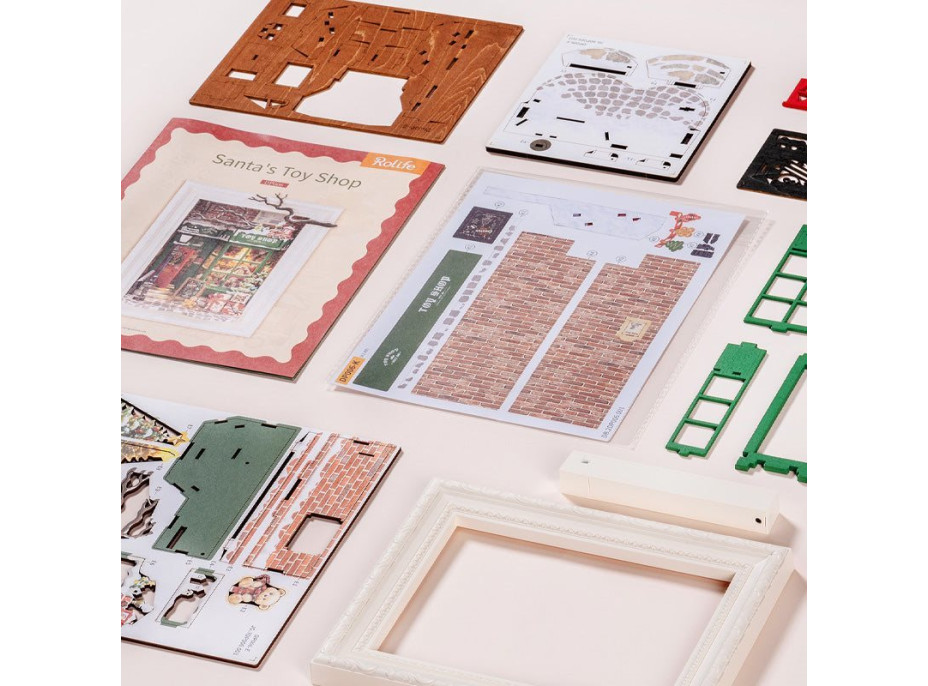 ROBOTIME Rolife DIY 3D dřevěné puzzle Santovo hračkářství s LED osvětlením 122 dílků