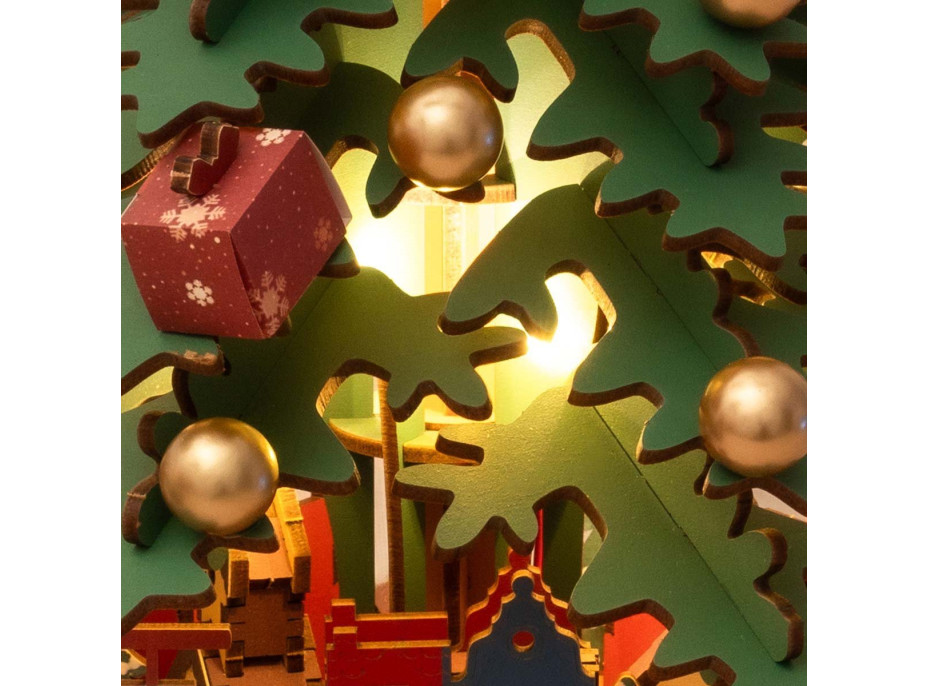 ROBOTIME Rolife DIY 3D dřevěné puzzle Vánoční stromek s LED osvětlením 319 dílků