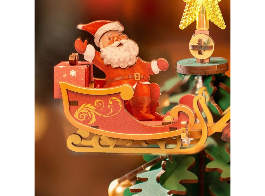 ROBOTIME Rolife DIY 3D dřevěné puzzle Vánoční stromek s LED osvětlením 319 dílků