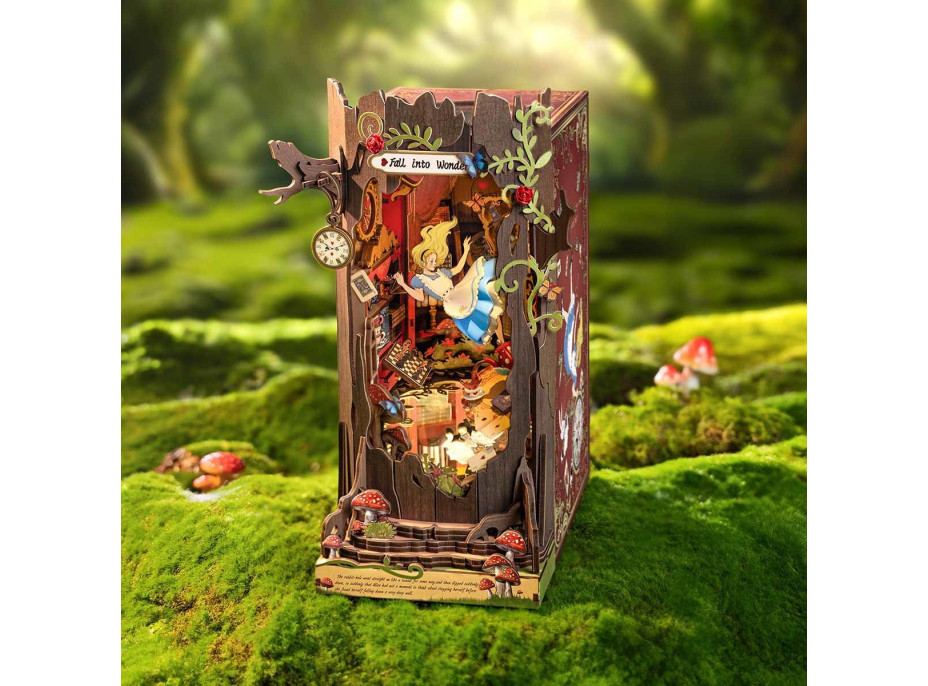 ROBOTIME Rolife DIY 3D Zarážka na knihy: Alenka v Říši divů s LED osvětlením 300 dílků