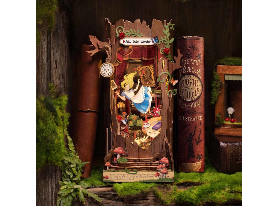 ROBOTIME Rolife DIY 3D Zarážka na knihy: Alenka v Říši divů s LED osvětlením 300 dílků