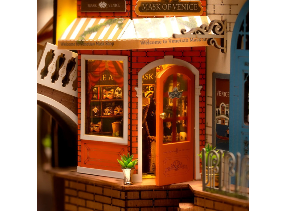 ROBOTIME Rolife DIY 3D Zarážka na knihy: Benátky s LED osvětlením 110 dílků