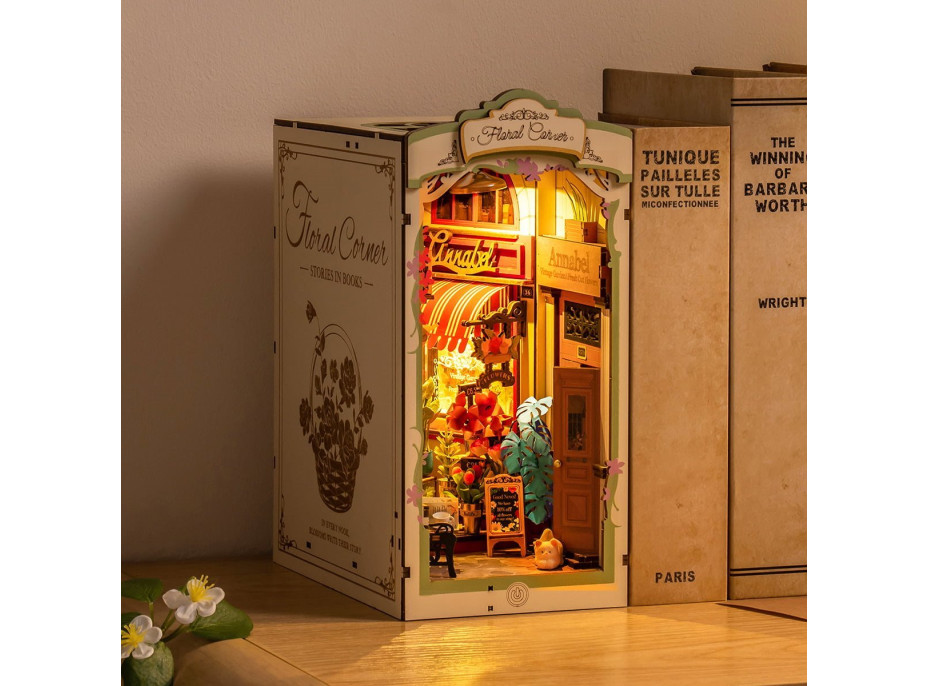 ROBOTIME Rolife DIY 3D Zarážka na knihy: Květinářství s LED osvětlením 164 dílků