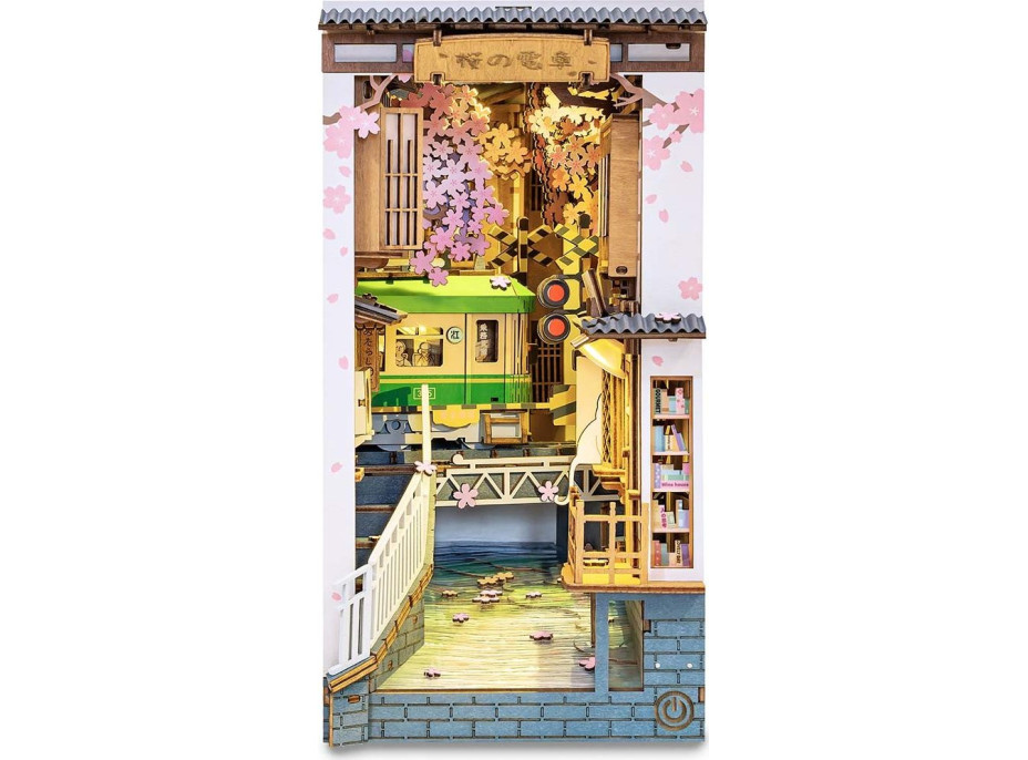 ROBOTIME Rolife DIY 3D Zarážka na knihy: Sakurová ulička s LED osvětlením 340 dílků