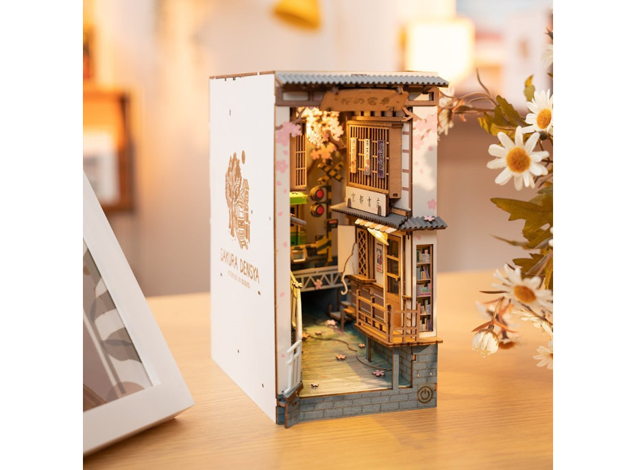 ROBOTIME Rolife DIY 3D Zarážka na knihy: Sakurová ulička s LED osvětlením 340 dílků