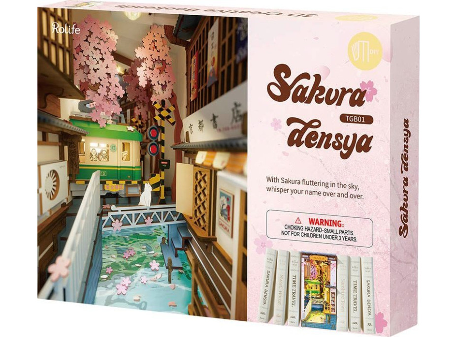 ROBOTIME Rolife DIY 3D Zarážka na knihy: Sakurová ulička s LED osvětlením 340 dílků