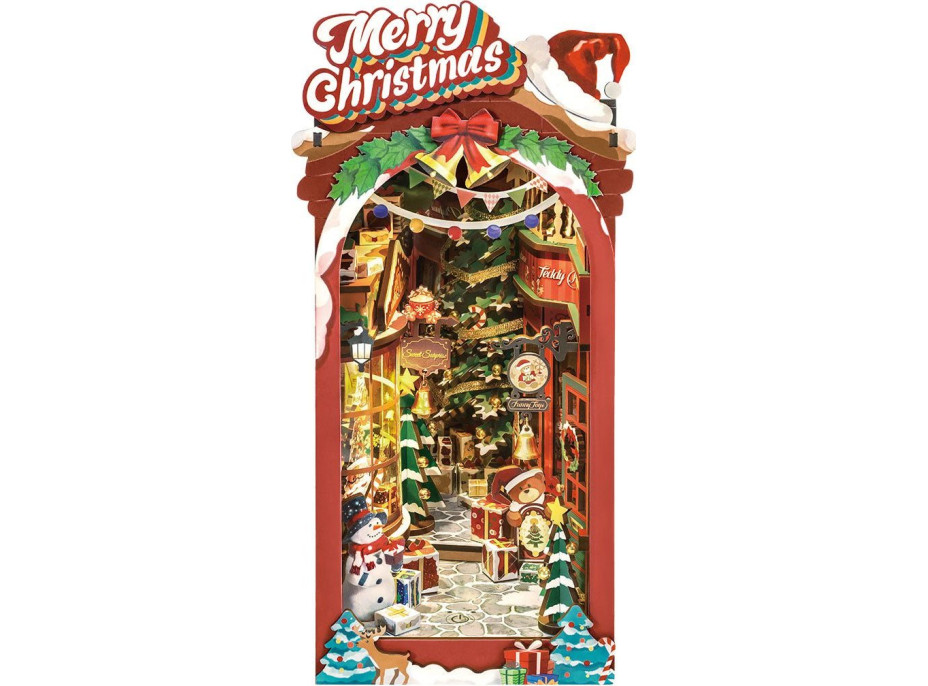 ROBOTIME Rolife DIY 3D Zarážka na knihy: Vánoční ulička s LED osvětlením 289 dílků