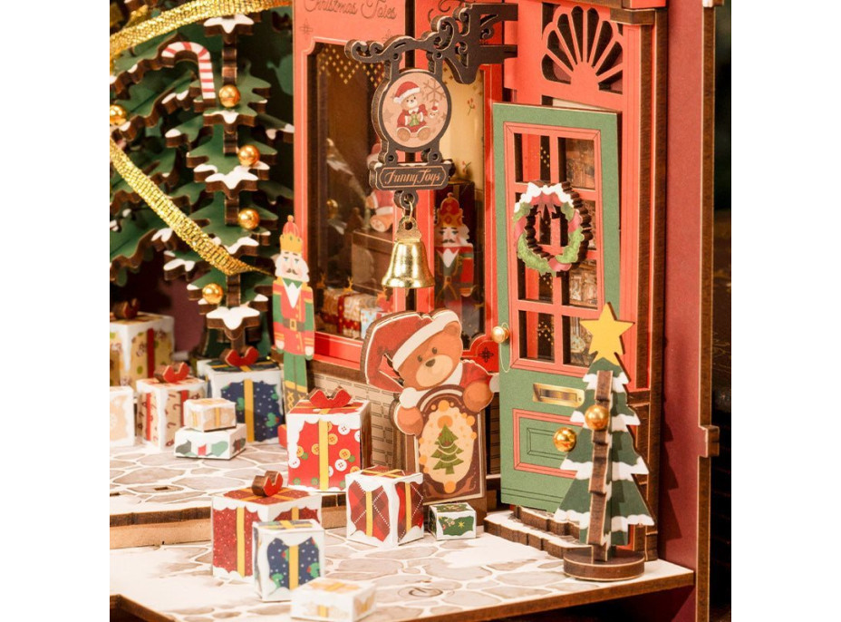 ROBOTIME Rolife DIY 3D Zarážka na knihy: Vánoční ulička s LED osvětlením 289 dílků