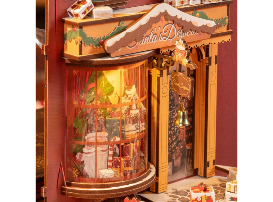 ROBOTIME Rolife DIY 3D Zarážka na knihy: Vánoční ulička s LED osvětlením 289 dílků