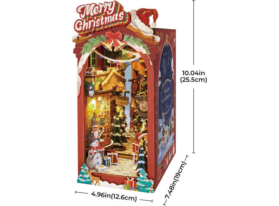 ROBOTIME Rolife DIY 3D Zarážka na knihy: Vánoční ulička s LED osvětlením 289 dílků