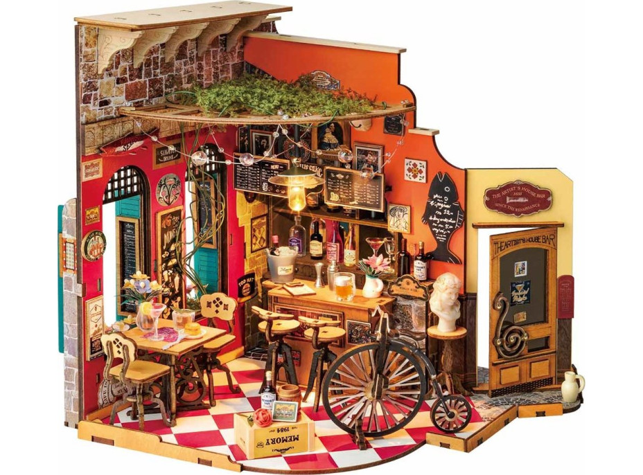 ROBOTIME Rolife DIY 3D dřevěné puzzle Bar s LED osvětlení