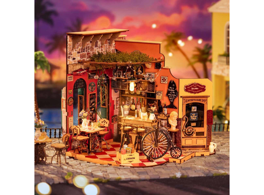 ROBOTIME Rolife DIY 3D dřevěné puzzle Bar s LED osvětlení