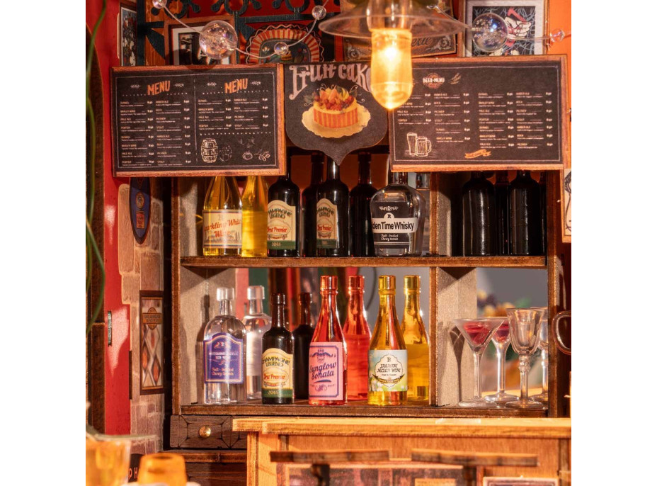 ROBOTIME Rolife DIY 3D dřevěné puzzle Bar s LED osvětlení