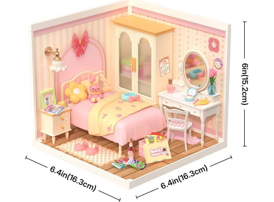 ROBOTIME Rolife DIY House: Ložnice s LED osvětlením 105 dílků