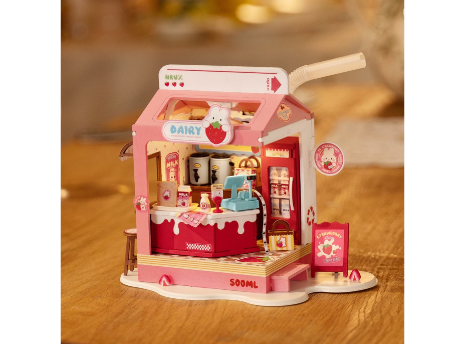 ROBOTIME Rolife DIY House: Mléčný bar s LED osvětlením 73 dílků