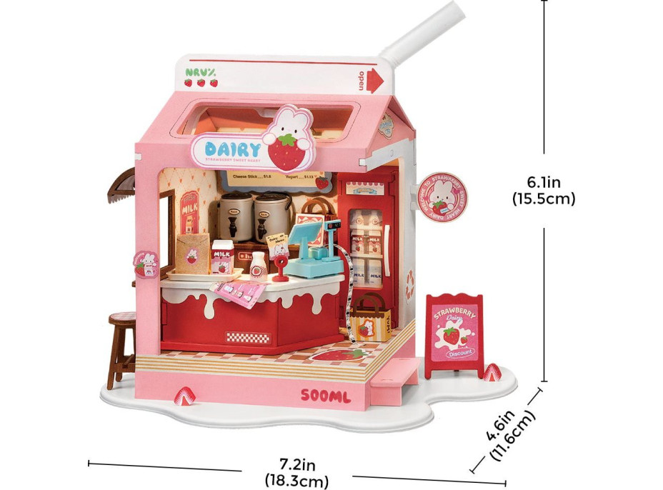 ROBOTIME Rolife DIY House: Mléčný bar s LED osvětlením 73 dílků