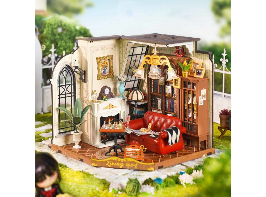 ROBOTIME Rolife DIY 3D dřevěné puzzle Obývací pokoj s LED osvětlením