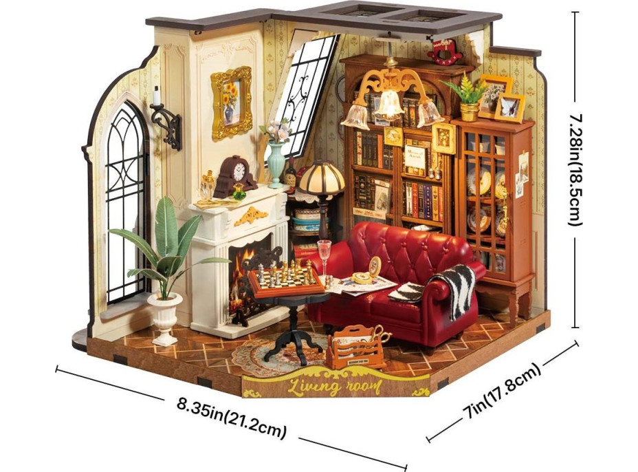 ROBOTIME Rolife DIY 3D dřevěné puzzle Obývací pokoj s LED osvětlením